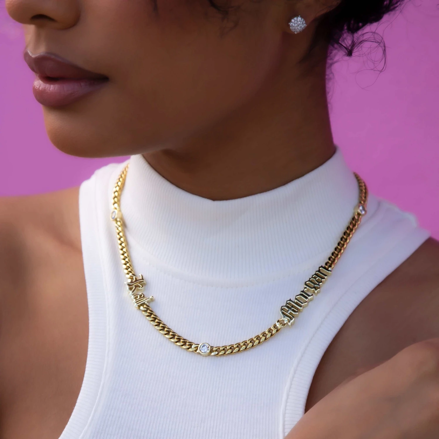 Gothic Stationed Cuban Custom Necklace 1 Gothic Stationed Cuban Custom Necklace