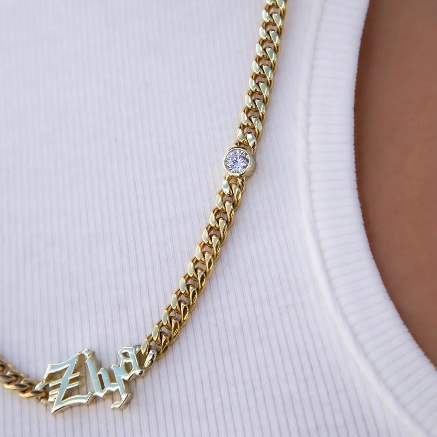 Gothic Stationed Cuban Custom Necklace 3 Gothic Stationed Cuban Custom Necklace - Image 3