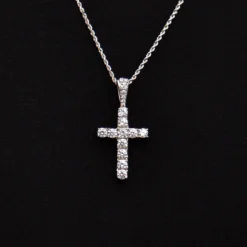 Micro Diamond Cross In White Gold