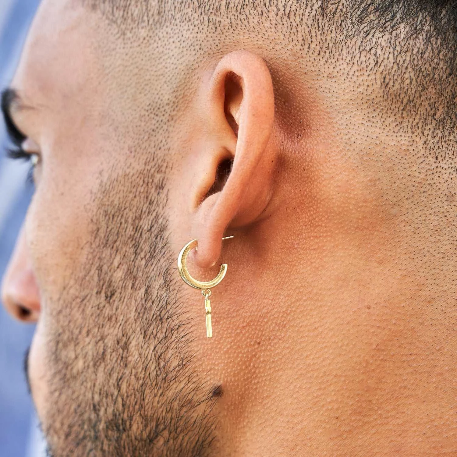 Polished Cross Round Huggie Earrings In Yellow Gold 3 Polished Cross Round Huggie Earrings In Yellow Gold - Image 3