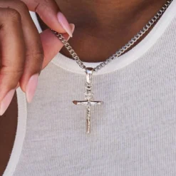 Crucifix Pendant In White Gold
