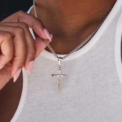 Solid White Gold Crucifix Pendant