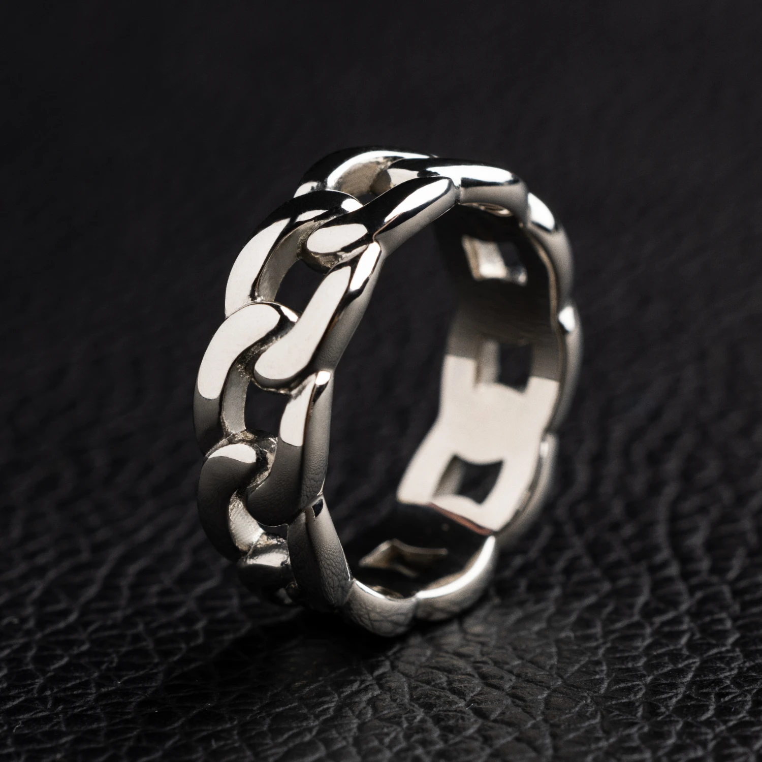 Cuban Band Ring In White Gold 1 Cuban Band Ring In White Gold