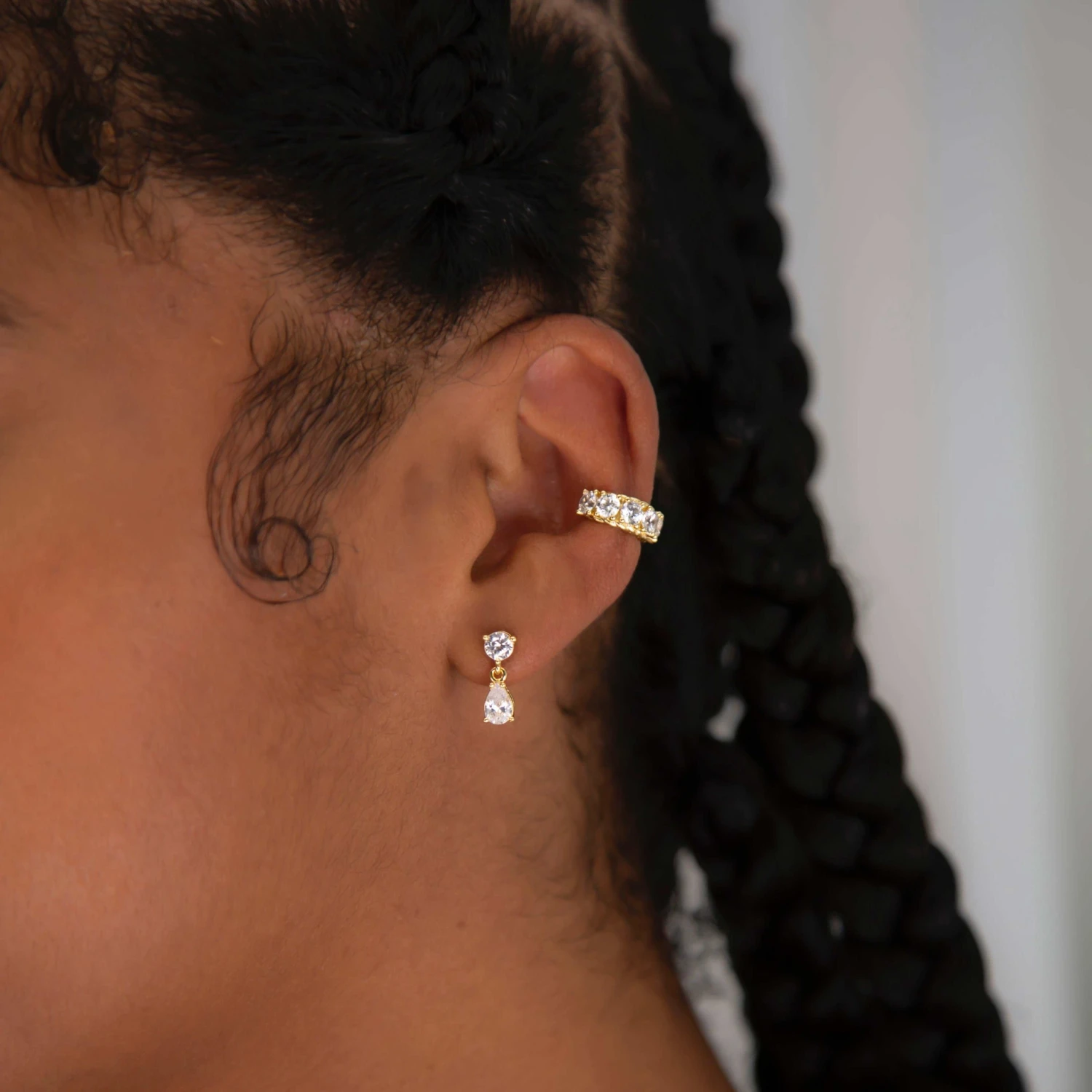 Post Tear Drop Studs And Eternity Cuff Set 2 Post Tear Drop Studs And Eternity Cuff Set - Image 2