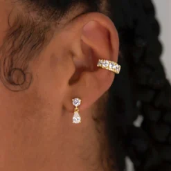 Post Tear Drop Studs And Eternity Cuff Set