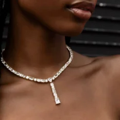 Multi Stone Lariat Necklace In Yellow Gold