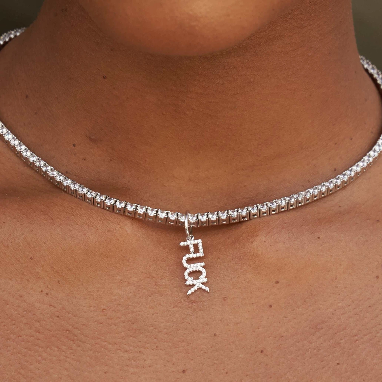 "Fuck" Pendant - White Gold 1 "Fuck" Pendant - White Gold