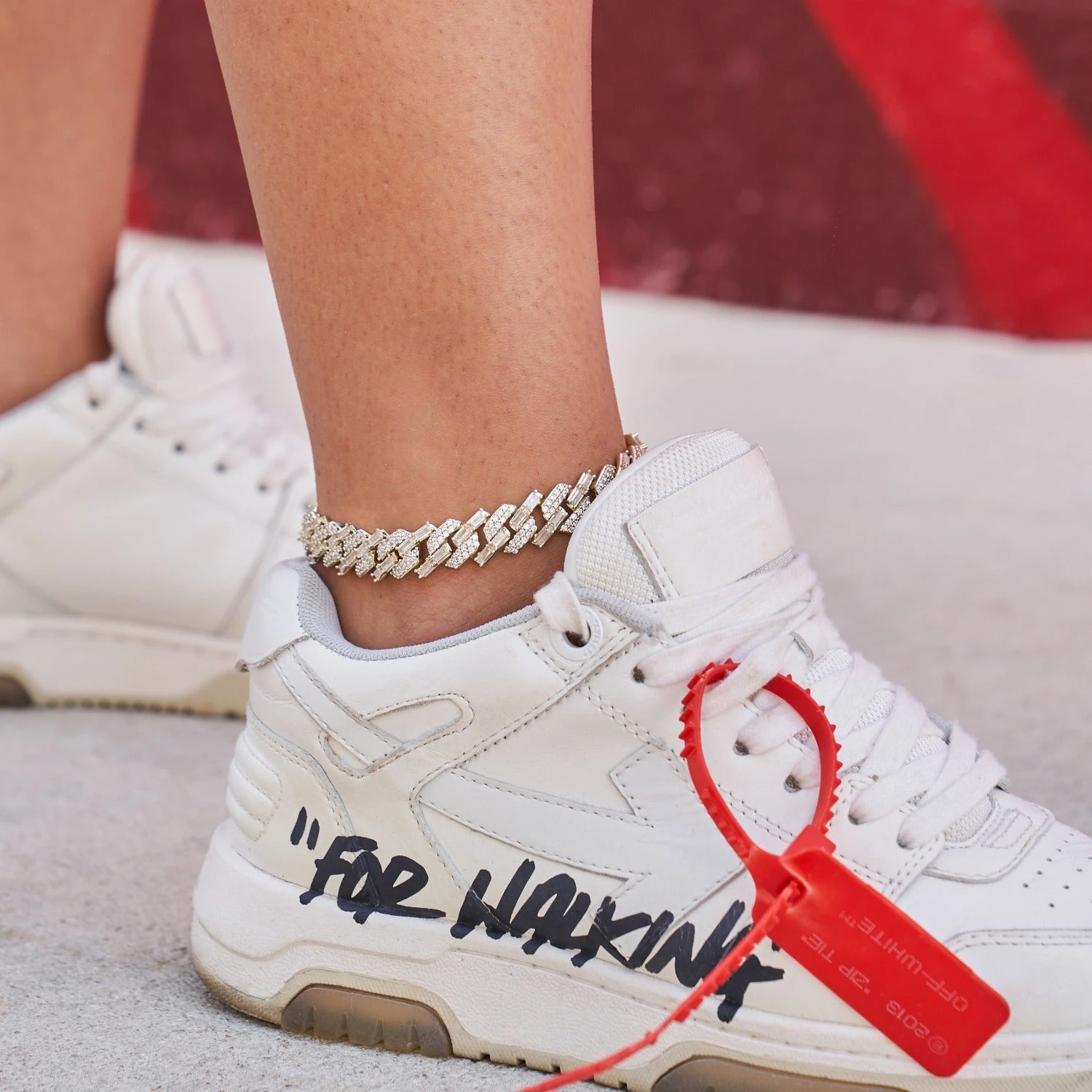 12mm Mixed Stone Diamond Cuban Anklet In Yellow Gold 3 12mm Mixed Stone Diamond Cuban Anklet In Yellow Gold - Image 3