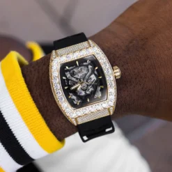 40MM Fully Iced Black Panther Perennial Era W/ Rubber Strap