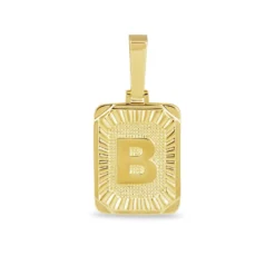 Square Initial Custom Pendant -Fashion Jewelry Discount Store GLD LetterPendant Square B