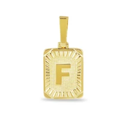 Square Initial Custom Pendant -Fashion Jewelry Discount Store GLD LetterPendant Square F