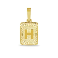 Square Initial Custom Pendant -Fashion Jewelry Discount Store GLD LetterPendant Square H
