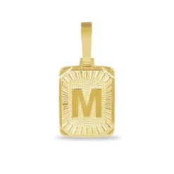 Square Initial Custom Pendant -Fashion Jewelry Discount Store GLD LetterPendant Square M