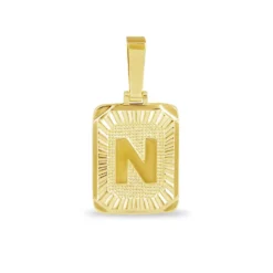 Square Initial Custom Pendant -Fashion Jewelry Discount Store GLD LetterPendant Square N