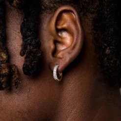 Micro Double Row Huggie Earrings In Yellow Gold