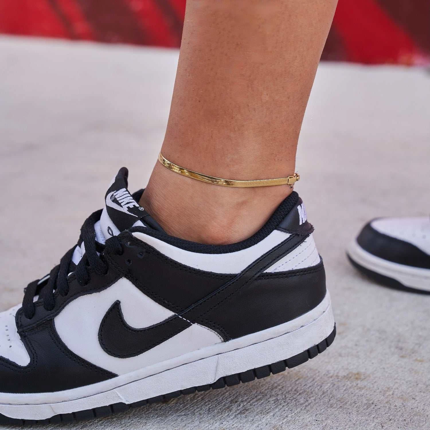 Herringbone Anklet In Yellow Gold - 4mm 1 Herringbone Anklet In Yellow Gold - 4mm