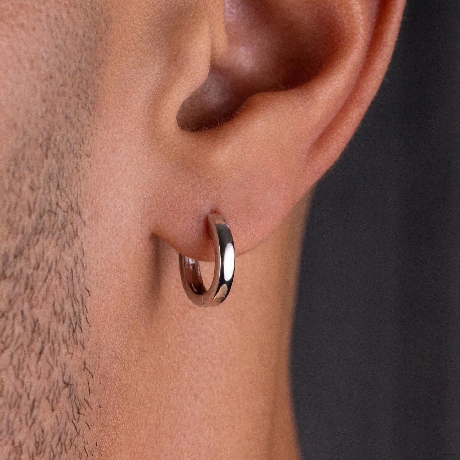 Polished Round Huggie Earrings In White Gold 1 Polished Round Huggie Earrings In White Gold