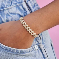 Iced Cuban Bracelet In Yellow Gold - 8.5mm