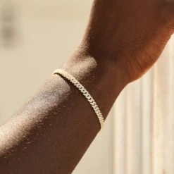 Micro Diamond Prong Cuban Bracelet In Yellow Gold - 6mm -Fashion Jewelry Discount Store LEX01560 c85537f7 b5d9 4bb2 a594 c8c84b8da7c6