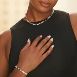 Multicolor Oval Cut Tennis Necklace + Bracelet Bundle