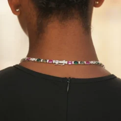 Multicolor Oval Cut Tennis Necklace + Bracelet Bundle -Fashion Jewelry Discount Store LEX01710 1