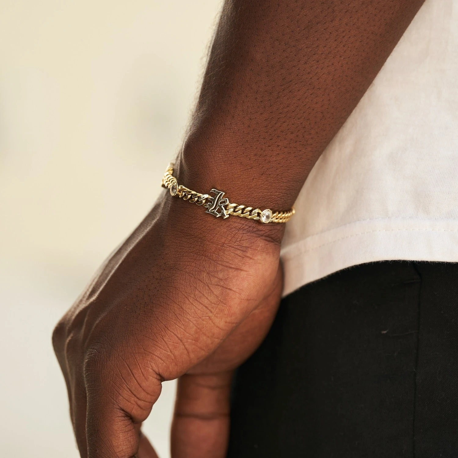 Gothic Stationed Cuban Custom Bracelet 2 Gothic Stationed Cuban Custom Bracelet - Image 2