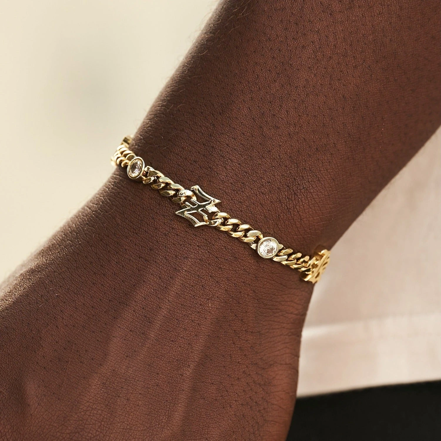 Gothic Stationed Cuban Custom Bracelet 1 Gothic Stationed Cuban Custom Bracelet