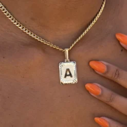 Square Initial Custom Pendant
