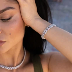 Iced Cuban Chain + Bracelet Bundle White Gold - 8.5mm 7 Iced Cuban Chain + Bracelet Bundle White Gold - 8.5mm -Fashion Jewelry Discount Store LEX01948 scaled