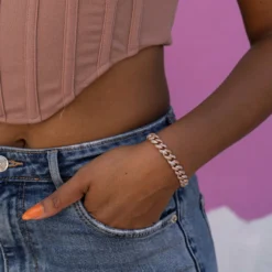 Two-Tone Iced Cuban Chain + Bracelet Bundle - 8.5mm -Fashion Jewelry Discount Store LEX02047 scaled