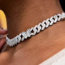 Iced Butterfly Diamond Prong Cuban Necklace- 12mm -Fashion Jewelry Discount Store LSG5841 Edit