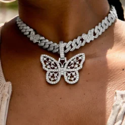 Large Iced Butterfly Pendant