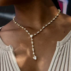 Heart Drop Necklace In Yellow Gold