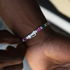 Multicolor Oval Cut Tennis Bracelet -Fashion Jewelry Discount Store LSG7895 Edit