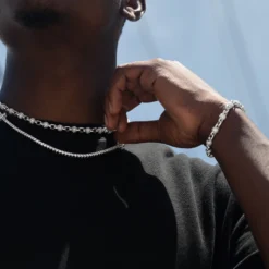 Iced Ball Box Link Chain + Bracelet Bundle -Fashion Jewelry Discount Store LSG8232 Edit 1