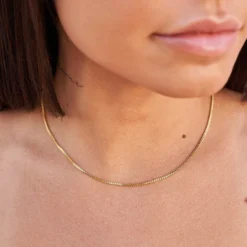 Micro Box Chain Necklace In Yellow Gold -Fashion Jewelry Discount Store MicroBoxChainNecklace1 1