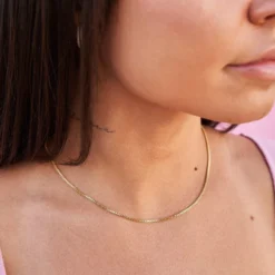 Micro Box Chain Necklace In Yellow Gold