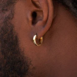 Polished Round Huggie Earrings In Yellow Gold