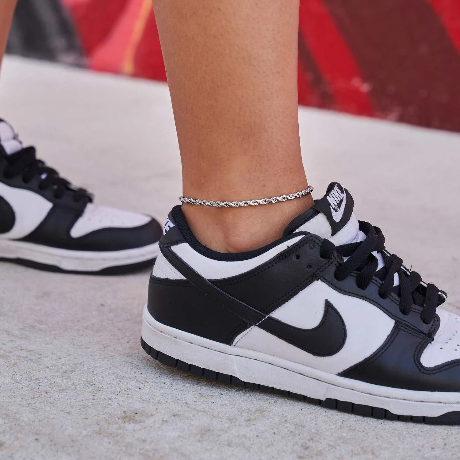 Rope Anklet In White Gold - 4mm 1 Rope Anklet In White Gold - 4mm