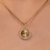 Small Cross Coin Pave Pendant In Gold