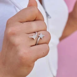 GLD Signature Star Ring - White Gold -Fashion Jewelry Discount Store StarWrapRinginWhiteGold5