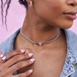 Pink Heart Miami Cuban - White Gold 9 Pink Heart Miami Cuban - White Gold -Fashion Jewelry Discount Store UntitledCapture8251