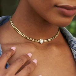 Crystal Heart Miami Cuban - Yellow Gold -Fashion Jewelry Discount Store UntitledCapture8263