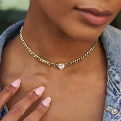 Crystal Heart Miami Cuban - Yellow Gold