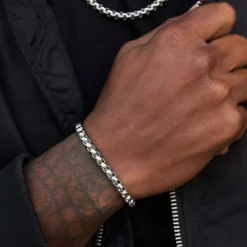 Rounded Box Chain Bracelet In White Gold - 6mm 8 Rounded Box Chain Bracelet In White Gold - 6mm -Fashion Jewelry Discount Store UntitledCapture8273