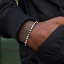 Rounded Box Chain Bracelet In White Gold - 6mm