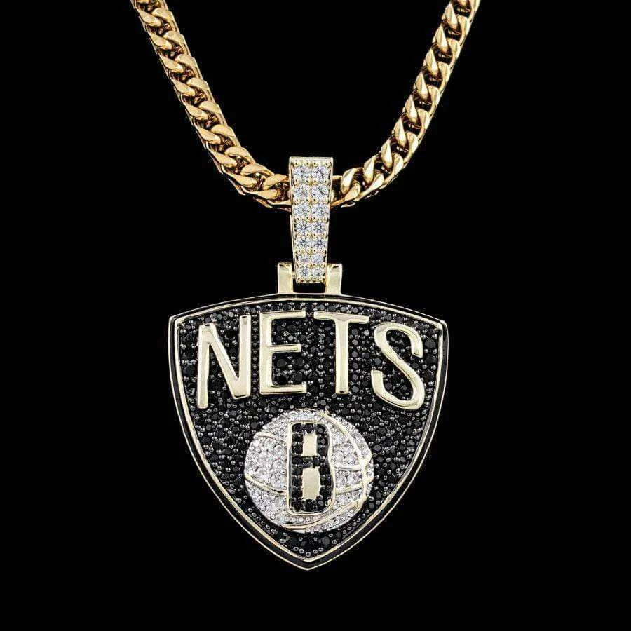 Brooklyn Nets Pendant In Yellow Gold 5 Brooklyn Nets Pendant In Yellow Gold - Image 5