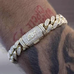 Diamond Cuban Link Bracelet In Yellow Gold - 12mm -Fashion Jewelry Discount Store diamond cuban link bracelet in yellow gold 12mm gld men the gld shop 3