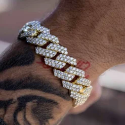 Diamond Prong Link Bracelet In Yellow Gold - 19mm -Fashion Jewelry Discount Store diamond prong link bracelet in yellow gold 19mm gld men the gld shop 3