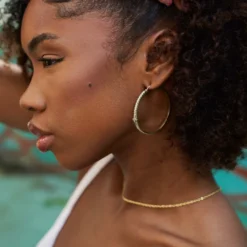 Star Hoop Earrings In Yellow Gold -Fashion Jewelry Discount Store gldproduct11 116846